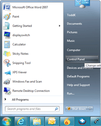 Windows 7 Start Menu, Control Panel